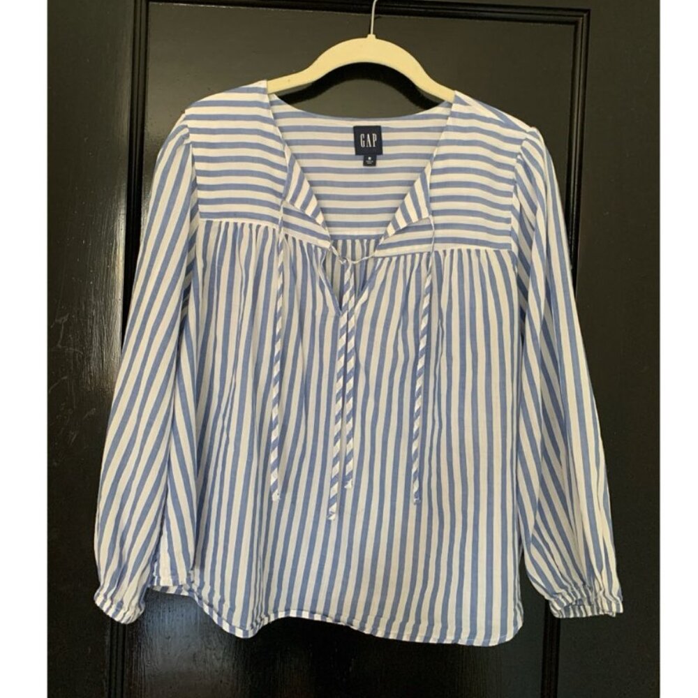 Gap Blue and White Striped Cotton Top